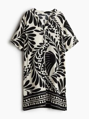 H&M Black and White Patterned Tunic Dress